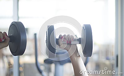 Gym exercise dumbell free weights Stock Photo