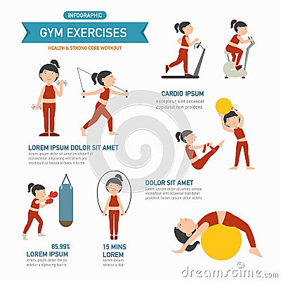 GYM exercise infographics.vector Vector Illustration