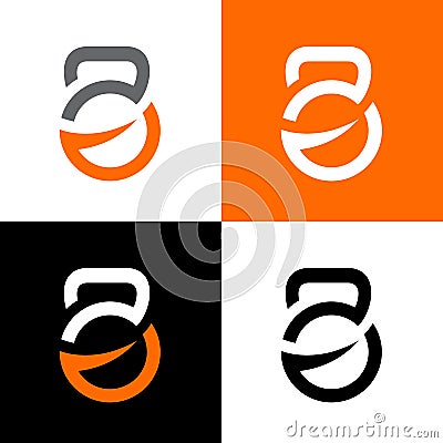 Gym and fitness club logo, kettlebell symbol, vector illustration design Vector Illustration