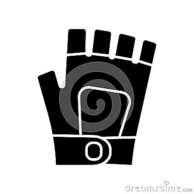 Gym gloves black glyph icon Vector Illustration