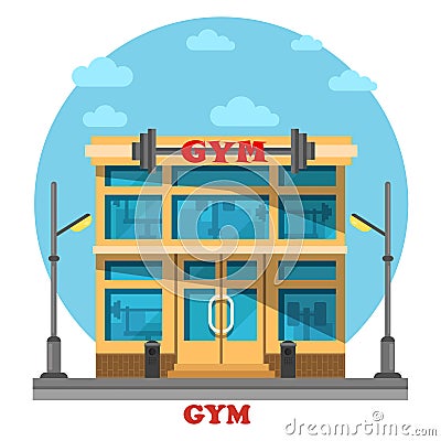 Gym or gymnasium, fitness center architecture Vector Illustration