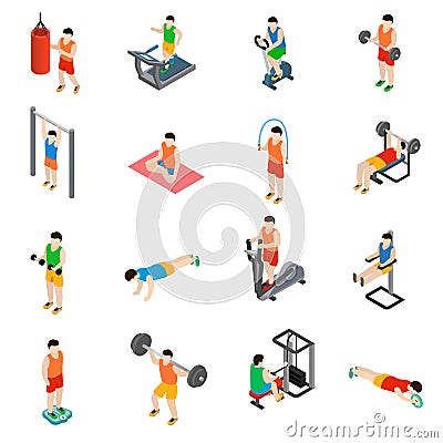 Gym icons set Vector Illustration