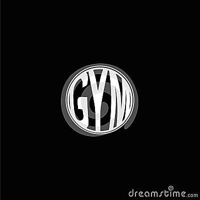 Gym inflated logo. White color gym text vector design Vector Illustration