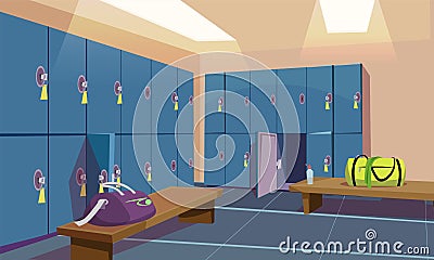 Gym locker room flat vector illustration Vector Illustration