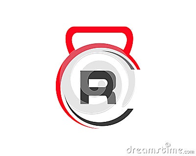 Gym logo with R letter. Fitness logo with R letter concept Vector Illustration