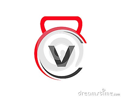 Gym logo with V letter. Fitness logo with V letter concept Vector Illustration