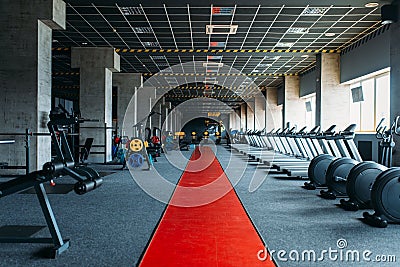 Gym nobody, empty fitness club Stock Photo