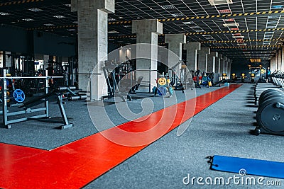 Gym nobody, empty fitness club Stock Photo