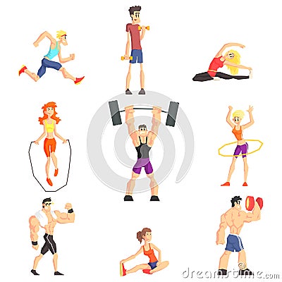 Gym People Set Vector Illustration