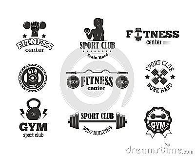 Gym sport club fitness emblem vector illustration. Vector Illustration