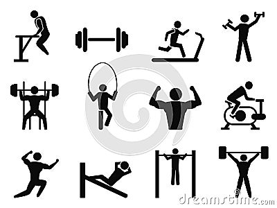 Gymnasium and Body Building icons Vector Illustration