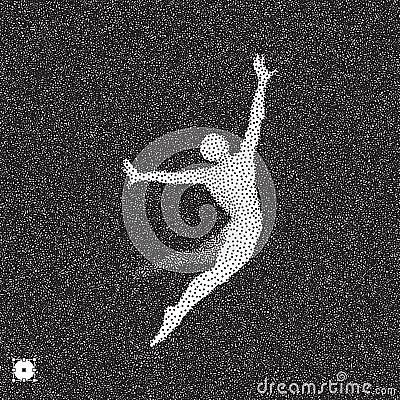 Gymnast. 3D Human Body Model. Black and white grainy dotwork design. Stippled vector illustration Vector Illustration