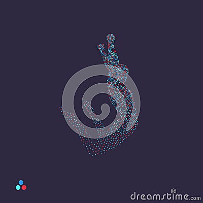 Gymnast. Man is posing and dancing. Dotted silhouette of person. Vector illustration Vector Illustration