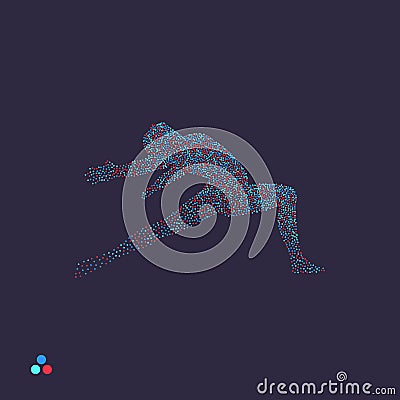 Gymnast. Man is posing and dancing. Dotted silhouette of person. Vector illustration Vector Illustration