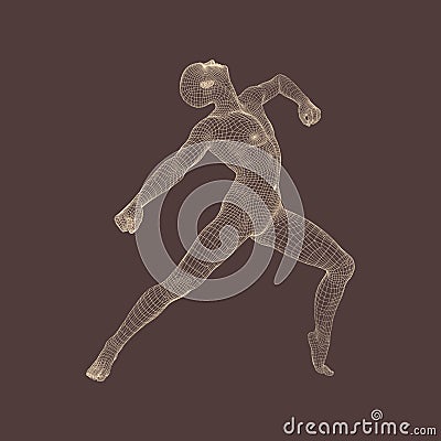 Gymnast performs an artistic element. Rhythmic gymnastics, acrobatics and aerobics. 3D Human Body Model. Vector Illustration