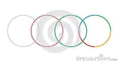 Gymnastic hoop isolated hula fitness object. Hoola circle bangle striped hulahoop Vector Illustration