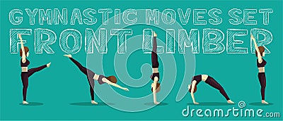 Gymnastic Moves Set Front Limber Manga Cartoon Vector Illustration Vector Illustration