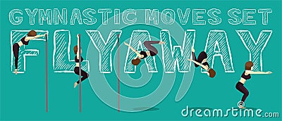 Gymnastic Moves Set Flyaway Manga Cartoon Vector Illustration Vector Illustration