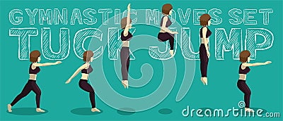 Gymnastic Moves Set Tuck Jump Manga Cartoon Vector Illustration Vector Illustration