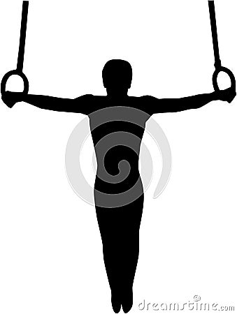 Gymnastics athlete at gymnastics rings Vector Illustration