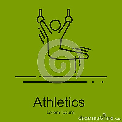 Gymnastics athlete at rings doing exercise, sport competition vector illustration Vector Illustration