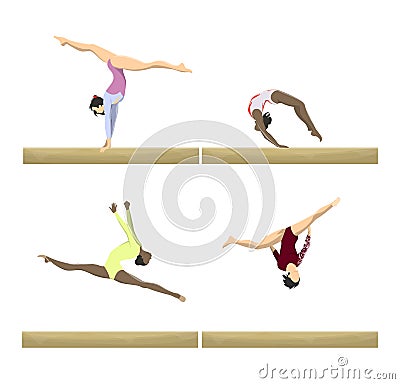 Gymnastics with beam. Vector Illustration