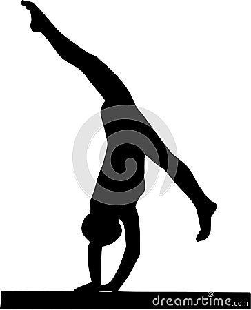 Gymnastics at balance beam Vector Illustration