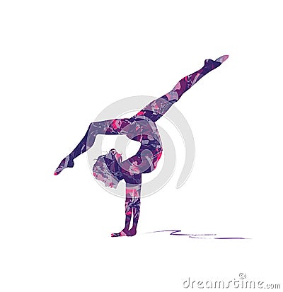 Gymnastics on the beam Vector Illustration