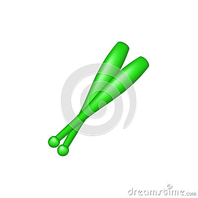 Gymnastics clubs in green design Vector Illustration