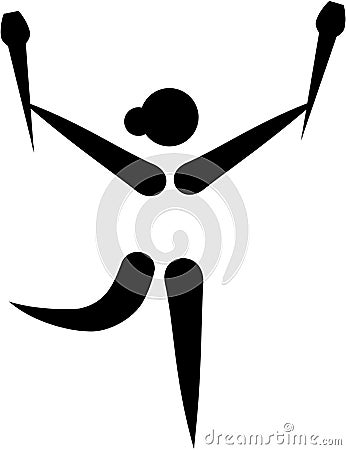 Gymnastics icon with clubs Vector Illustration