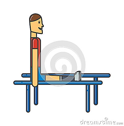 Gymnastics with man at parallel bars sport female training vector. Vector Illustration