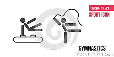 Gymnastics sign icon, logo. Set of sport vector line icons. Fitness, Aerobic and workout exercise in gym Vector Illustration