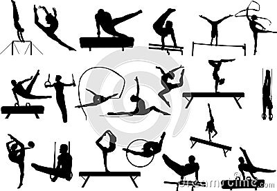 Gymnastics silhouettes collection Vector Illustration