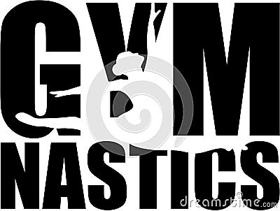 Gymnastics word with cutout Vector Illustration