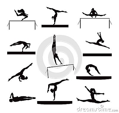 Gymnasts Silhouette Stock Photo