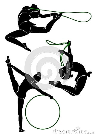 Gymnasts silhouette. Girl. Vector Illustration