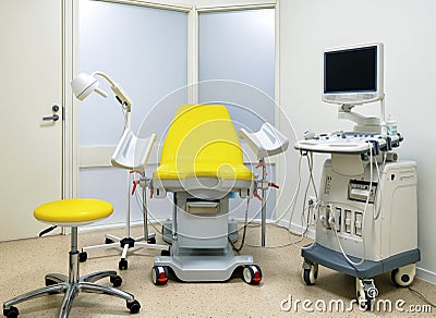 Gynecological cabinet with equipment Stock Photo