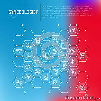 Gynecologist concept in honeycombs Vector Illustration