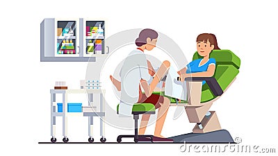 Gynecologist doctor examining woman lying in chair Vector Illustration