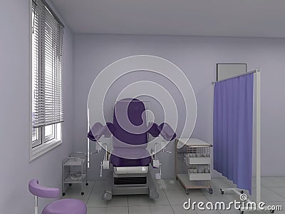 gynecologist's office 3d render, 3d illustration Cartoon Illustration