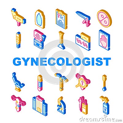 Gynecologist Treatment Collection Icons Set Vector Illustration Vector Illustration