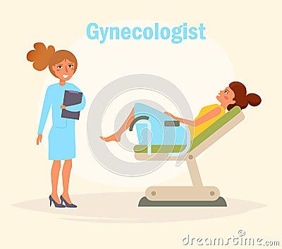 Gynecologist Vector. Cartoon Vector Illustration