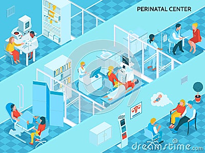 Gynecology And Pregnancy Isometric Background Vector Illustration