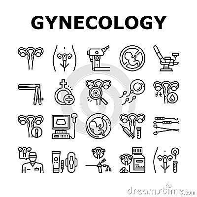 Gynecology Treatment Collection Icons Set Vector sign Vector Illustration