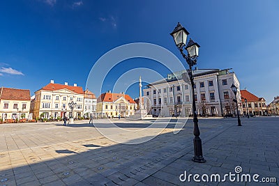 Gyor city center, Szechenyi Square in Transdanubia, Hungary Editorial Stock Photo