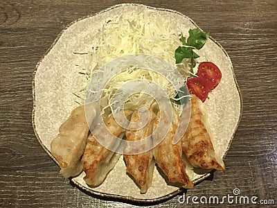 Gyoza Dish. Asian Food Stock Photo