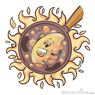 Gyoza - japanese fried dumplings Gyoza. Fun cartoon character.Fried in WOK. On white background. Vector Vector Illustration