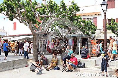 Gypsies and tourists, Saintes Maries de la Mer, France Editorial Stock Photo