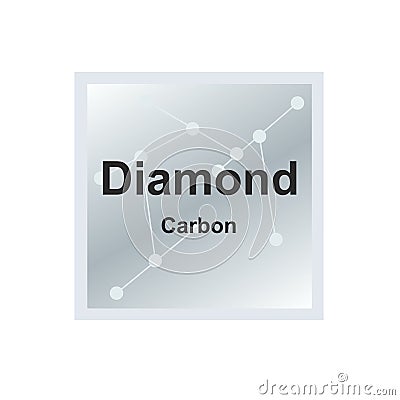 Vector symbol of diamond mineral - a crystalline form of carbon from the Mohs scale of mineral hardness Vector Illustration