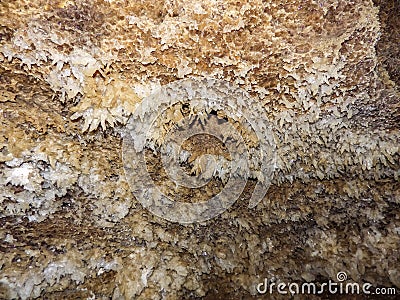 Gypsum crystals in a cave Stock Photo